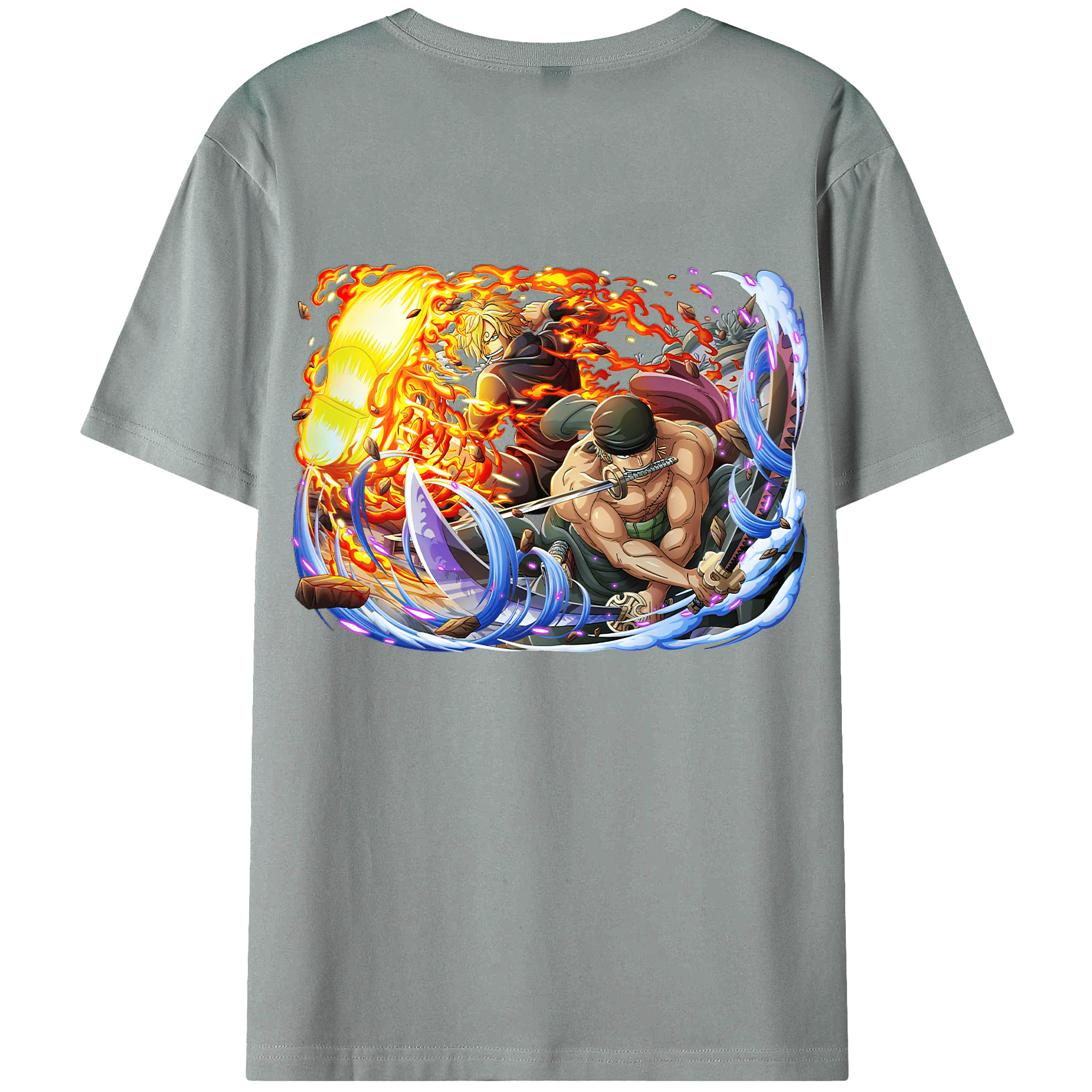 ワンピース ロロノア・ゾロ ONE PIECE Roronoa Zoro 綿100％ メンズ半袖Tシャツ（バックプリント） 通気性